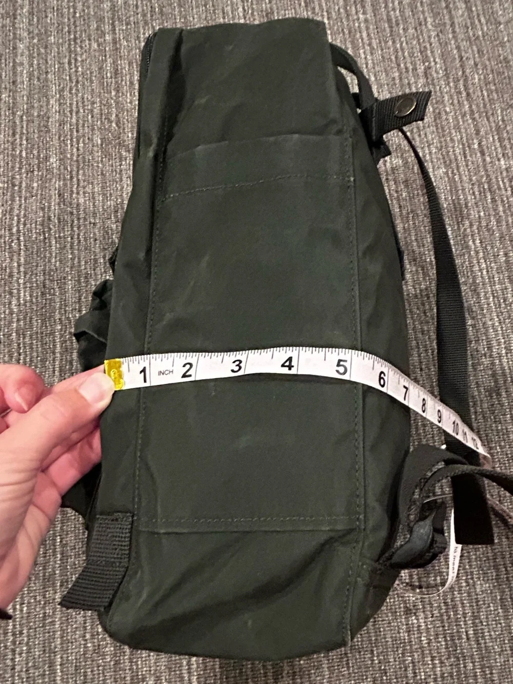 Fjallraven Kanken Backpack in Dark Green with Red Logo